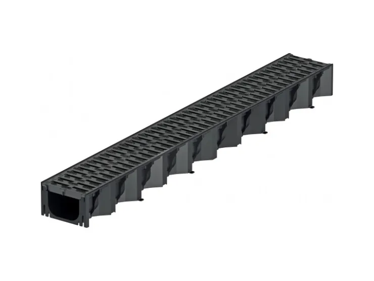 ACO Entwässerungsrinnen^Rinne Hexaline 2.0 Microgrip 1 m Kunststoff Schwarz