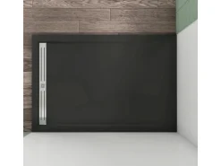 Abläufe|Steine^AICA 80x140x3cm Rechteck Duschtasse Schwarz Stein-Effekt Duschwanne Für Duschkabine Duschwand