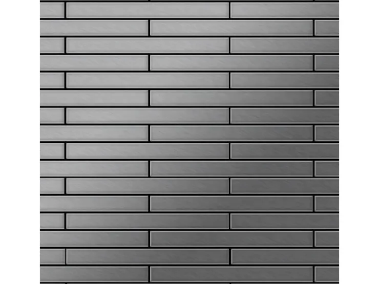 Mosaikfliesen^ALLOY Mosaik Fliese Massiv Metall Edelstahl Gebürstet Grau 1,6mm Stark Avenue-s-s-b 1 Paket mit 10 Matten 0,74 m2 Grau