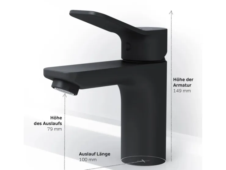 Abläufe^AM.PM Waschtischarmatur mit Klick-Ablauf, Waschbecken Armatur, Mischbatterie FXA82122 X-Joy Wasserhahn Bad Schwarz