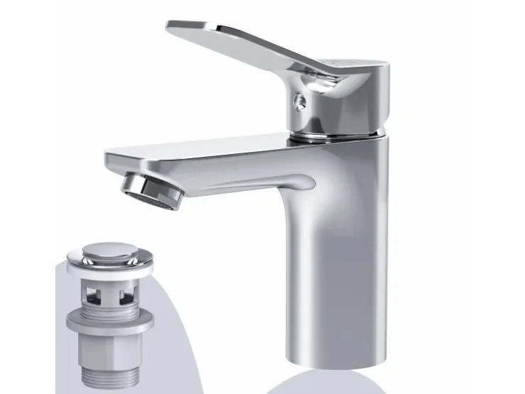 Abläufe^AM.PM Waschtischarmatur mit Klick-Ablauf, Waschbecken Armatur, Mischbatterie FXA82100 X-Joy Wasserhahn Bad Chrom