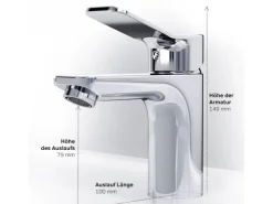 Abläufe^AM.PM Waschtischarmatur mit Klick-Ablauf, Waschbecken Armatur, Mischbatterie FXA82100 X-Joy Wasserhahn Bad Chrom