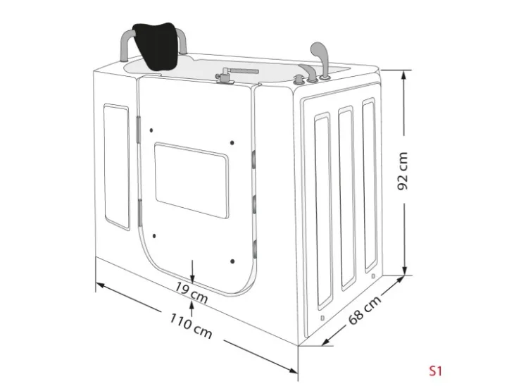 AcquaVapore Türdichtungen^AquaVapore Sitzwanne Whirlpool Badewanne mit Tür S08WP-TH-C-L 110x68cm