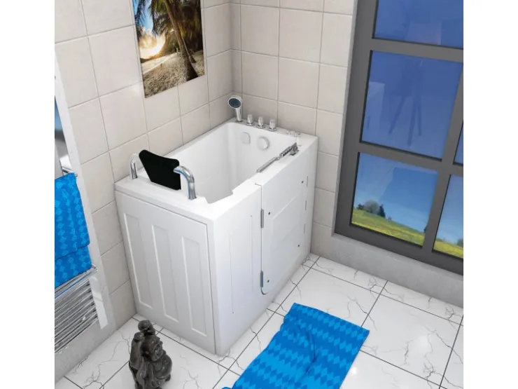 AcquaVapore Türdichtungen^AquaVapore Sitzwanne Whirlpool Badewanne mit Tür S08WP-TH-C-L 110x68cm