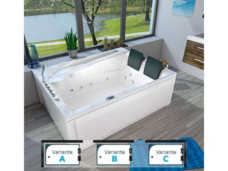 AcquaVapore Badlüfter^AquaVapore Whirlpool Pool Badewanne Wanne W12H-A 135x180cm mit Farblichtherapie