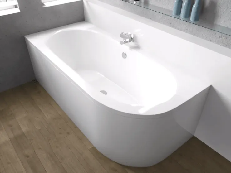 Abläufe^Bad Land Badewanne Eckwanne AVITA 180x80 Links Mit AcrylSchürze Ablauf Füße