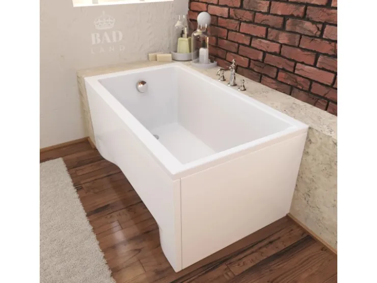 Abläufe^Bad Land Badewanne Rechteck CAPRI 100x70 Mit AcrylSchürze Ablauf Füße