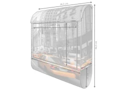 Banjado Türdichtungen^Design Briefkasten Silber Pulverbeschichtet 39x47x14cm 2 Schlüssel Mit Zeitungsfach Motiv New York Taxi