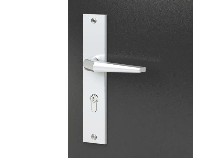 Wohnungseingangstüren*Basi - ES0 - Vollmaterial-Schutzbeschlag Alu F1 Wechsel-Garnitur Lochung PZ - 12 mm Schildstärke 92-10 mm - 7900-0201