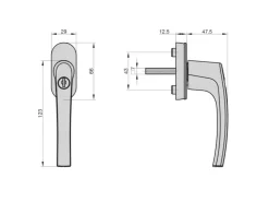 Basi Terrassentüren^- Fenstergriff - FG 503 - Abschließbar - 2er Set - inkl. 1 Schlüssel je Fenstergriff - Gleichschließend - - 2X7553-0000 Silber