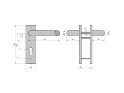 Basi Zimmertüren^- FS-Drücker-Beschlag - ZT-FS 2100 - Kurzschild Eckig - Alu F1 - 7521-0501