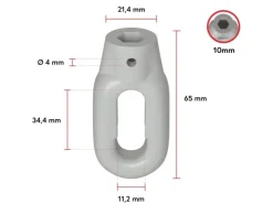 Fenster-Zubehör^Bauheld Markisenöse Oval 10 mm Ral 7035 für Fleischerhaken Lichtgrau