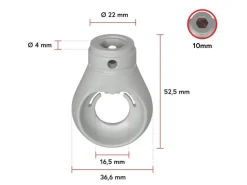 Fenster-Zubehör^Bauheld Markisenöse Rund 10 mm Ral 7035 für Kugelhaken Lichtgrau