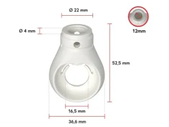 Fenster-Zubehör^Bauheld Markisenöse Rund 12 mm Ral 9016 für Kugelhaken Verkehrsweiß