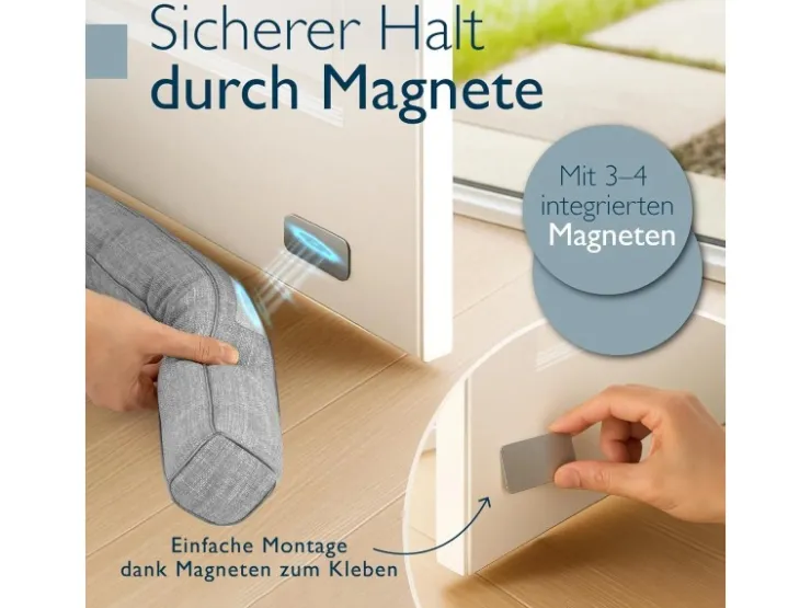 Beautissu Türdichtungen|Fensterdichtungen^Levante MM Zugluftstopper 6,5x90cm 2tlg Grau