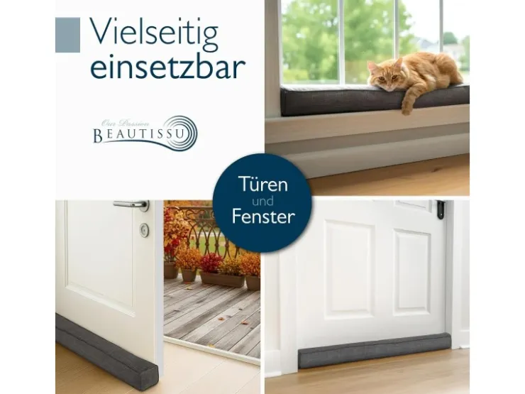 Beautissu Fensterdichtungen|Türdichtungen^Levante OM Zugluftstopper 6,5x130cm Dunkelgrau 2tlg Dunkel-Anthrazit