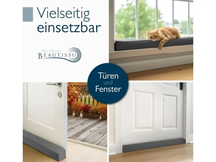 Beautissu Türdichtungen|Fensterdichtungen^Marin MM Zugluftstopper 6,5x90cm Anthrazit