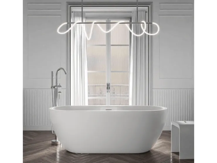 Abläufe^Bernstein Freistehende Badewanne ROMA PLUS 2.0 Acryl Weiß Matt 165x75x58 cm