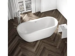 Abläufe^Bernstein Freistehende Badewanne ROMA PLUS 2.0 Acryl Weiß Matt 165x75x58 cm