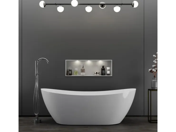 Abläufe^Bernstein Freistehende Badewanne DALIA Acryl Weiß Glänzend 170x72x60