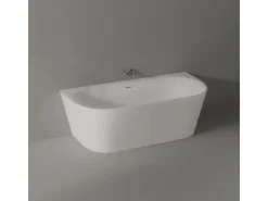Abläufe^Bernstein Halb Freistehende Raumsparbadewanne NORA Acryl Weiß Matt 170x80 cm