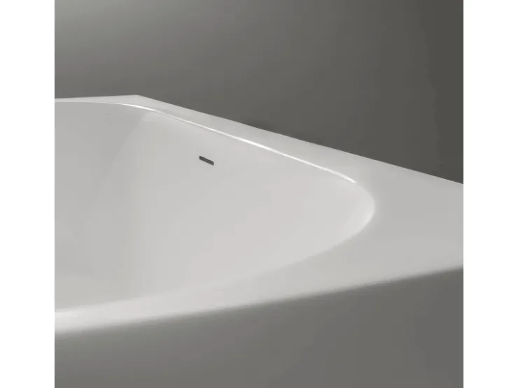 Abläufe^Bernstein Halb Freistehende Raumsparbadewanne NORA Acryl Weiß Matt 170x80 cm