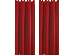 Bestlivings Terrassentüren^2er Set Dekoschal EllenSchlaufe mit Raffhalter & Haken 140 x 245 cm Rot