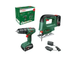 Bosch Regalbau|Möbelbauplatten^18V Akku-Schlagbohrschrauber EasyImpact 18V-40 + Stichsäge EasySaw 18V-70