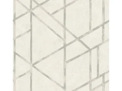 Bricoflor Musterfliesen^Art Déco Tapete in Weiß Silber 20er Jahre Vliestapete in Betonoptik Helle Mustertapete Geometrisch für Schlafzimmer