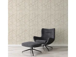 Bricoflor Musterfliesen^Art Déco Tapete Creme Gold Elegante Vliestapete Geometrisch für Schlafzimmer und Wohnzimmer Vlies Betontapete