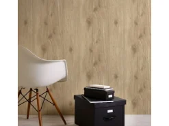 Bricoflor Musterfliesen^Beige Tapete mit Holzbrettern Vliestapete in Holzoptik für Küche und Wohnzimmer Holz Tapete mit Vinyl in Beige Braun
