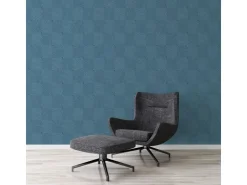 Bricoflor Musterfliesen^Blaue Tapete mit Rautenmuster Metallic Vliestapete Geometrisch Ideal für Jugendzimmer und Schlafzimmer