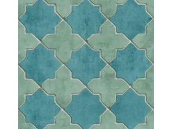 Bricoflor Musterfliesen^Fliesen Tapete Blau Türkis Orientalische Vlies Fliesentapete in Mosaik Optik Marokkanisch Arabische Vliestapete in Fliesenoptik für Küche