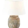 Brilliant Sockel-Fliesen^Tischlampe Amadora Weiß-Braun