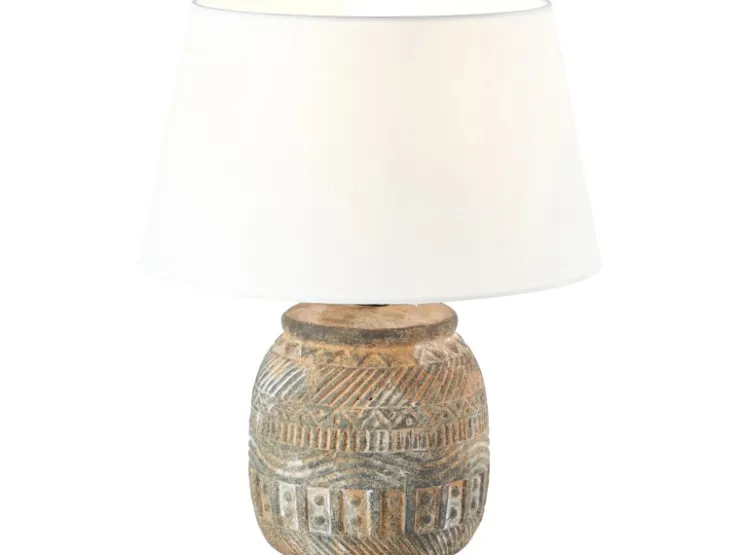 Brilliant Sockel-Fliesen^Tischlampe Amadora Weiß-Braun