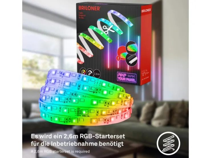 Akustikpaneele|Zubehör Für Paneele*Briloner LED Band Pimp your Panel Ergänzungs-Set RGB+W Dimmbar 2,6 m Weiß
