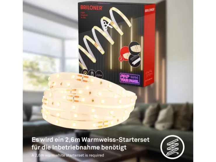 Akustikpaneele|Zubehör Für Paneele*Briloner LED Band Pimp your Panel Ergänzungs-Set Warmweiße Lichtfarbe 2,6 m Weiß