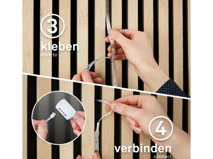 Akustikpaneele|Zubehör Für Paneele*Briloner LED Band Pimp your Panel Ergänzungs-Set Warmweiße Lichtfarbe 2,6 m Weiß
