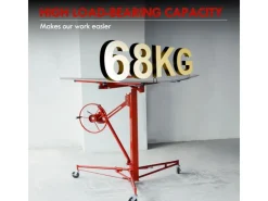 CCLIFE Bauzubehör^Plattenheber Klappbar für Trockenbau und Rigipsplatten XXL Plattenlift bis 68 kg Höhe 140-350 cm 3 Räder mit Feststellbremse Rot