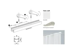 Deco-Raum Terrassentüren^Gardinenschiene nach Maß 1-Lauf Square 300cm Weiß