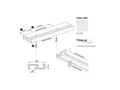 Deco-Raum Terrassentüren^Gardinenschiene nach Maß 1-Lauf Deckenmontage Minimal 410cm Weiß