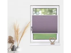 Deco-Raum Terrassentüren^Plissee Basic ohne Bohren 105x150cm Blickdicht Klemmfix Flieder