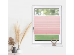 Deco-Raum Terrassentüren^Plissee Basic ohne Bohren 105x150cm Blickdicht Klemmfix Rosa
