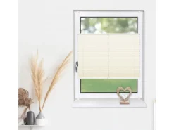 Deco-Raum Terrassentüren^Plissee Basic ohne Bohren 100x150cm Blickdicht Klemmfix Vanille