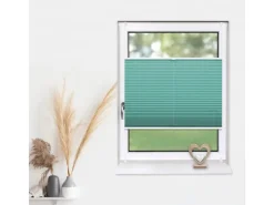 Deco-Raum Terrassentüren^Plissee Basic ohne Bohren 100x150cm Blickdicht Klemmfix Türkis