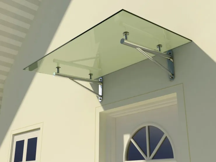 Dein Bau Projekt Vordächer^Glasvordach Elbrus Klarglas VS-Glas 200 x 90 cm