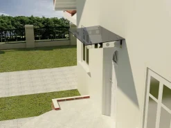 Dein Bau Projekt Vordächer^Glasvordach Model Schwert Grauglas VS-Glas 225 x 90 cm
