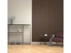 Akustikpaneele^Denpanels Akustikpaneel Acu-Line Walnuss auf Melamin Filz 260 cm