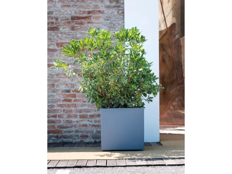 Deroma Drainage^Pflanztopf Quadro Millenium 49 cm x 49 cm x 49 cm Aschgrau