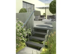 Außentreppen*Dolle Außentreppe Gardentop 3 TRIMAX-Stufen 100 cm + Alu-Geländer Anthrazit